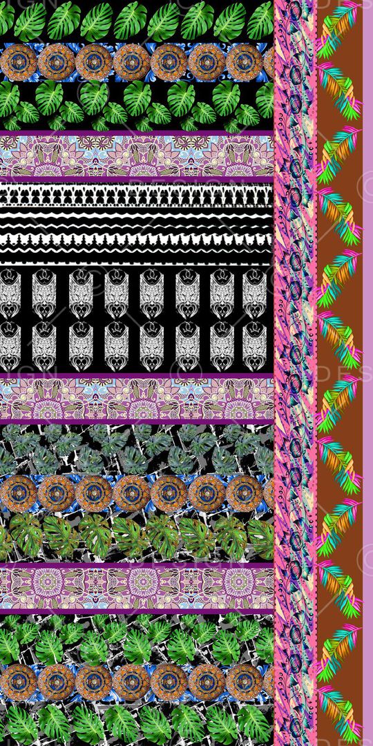 手绘热带叶子印花华亿平台图片