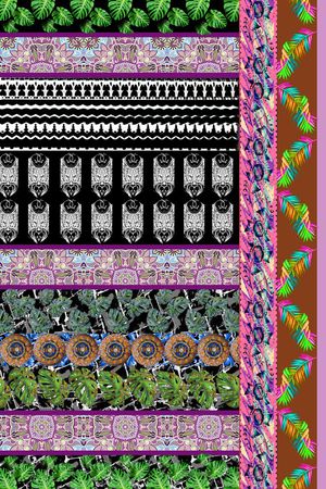 手绘热带叶子印花华亿平台图片