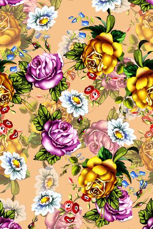 矢量高清大花印花华亿平台图片