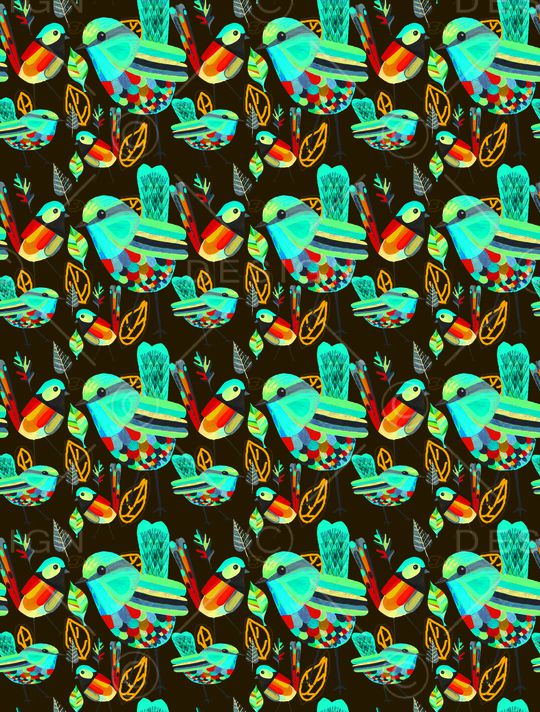 鸟卡通印花华亿平台图片