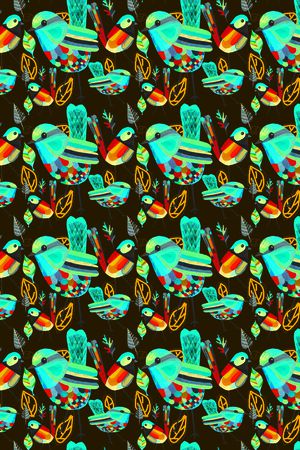 鸟卡通印花华亿平台图片