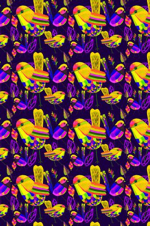 鸟卡通印花华亿平台图片