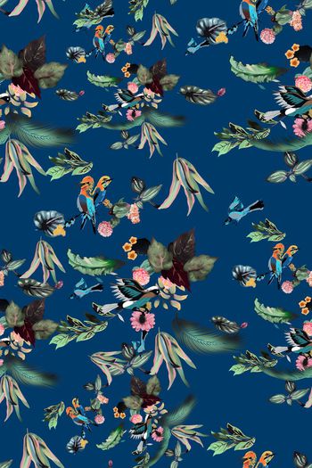 549420-时尚热带风格热带植物花鸟阔叶