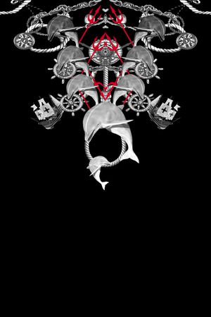 抽象男装图案印花华亿平台图片