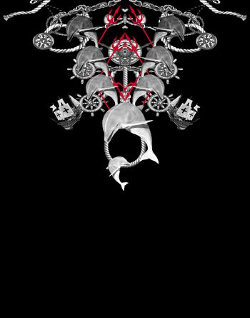 549522-抽象航海风潮海盗船海豚男装定位图案