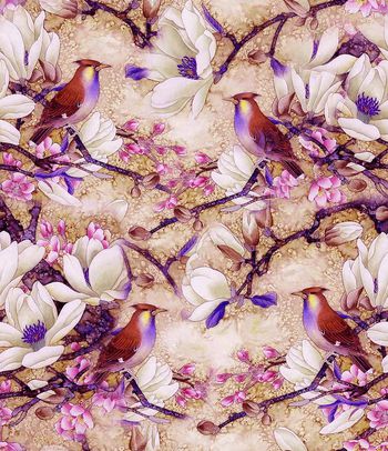 549585-中国风小鸟栖树 玉兰花 树枝 果实