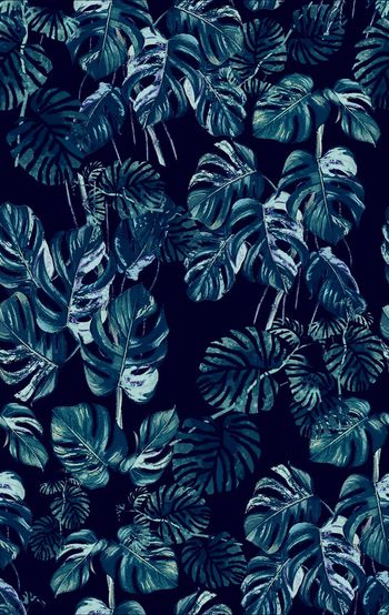 549587-热带丛林植物花卉时尚潮流印花