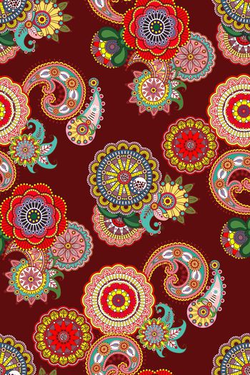 549619-民族风佩斯利火腿纹腰果纹春夏女装连