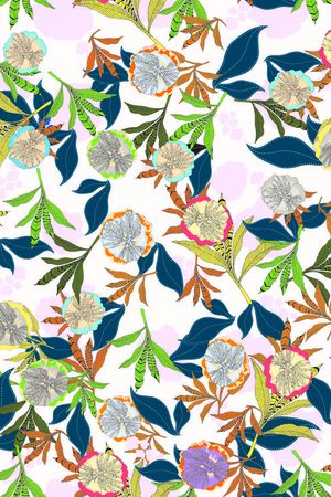 传统叶子花朵印花华亿平台图片