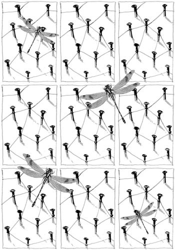 549818-抽象钉子蜻蜓男装衬衫图案