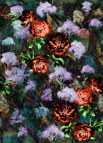 549915-抽象纹理树林暗调花卉组合女装衬衣围