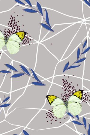 花卉蝴蝶印花华亿平台图片