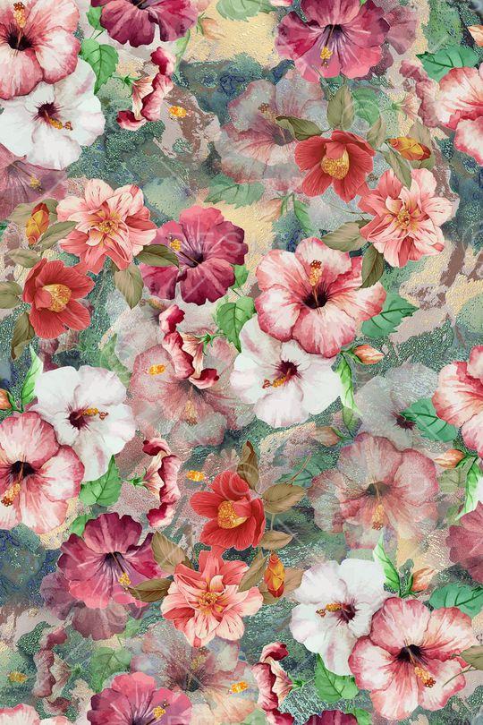 水彩花卉印花华亿平台图片