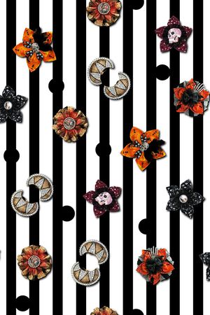 黑白线条圆点印花华亿平台图片