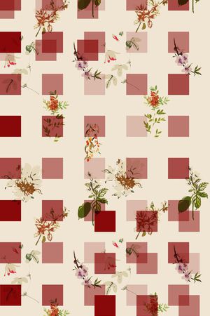 格子花卉印花华亿平台图片