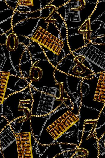 550871-时尚大牌金属珍珠链条数字算盘