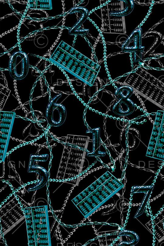 时尚 金属 链条 数字 算盘 黄金印花华亿平台图片