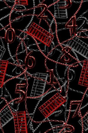 时尚 金属 链条 数字 算盘 黄金印花华亿平台图片