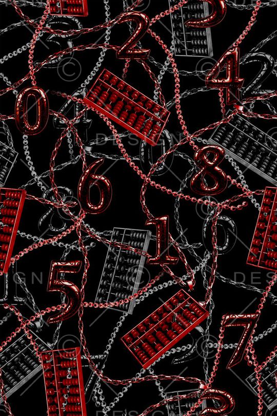 时尚 金属 链条 数字 算盘 黄金印花华亿平台图片