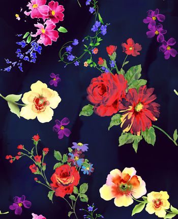 550929-时尚中国风水彩花卉 