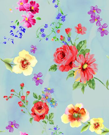 550930-时尚中国风水彩花卉 