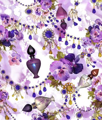 550949-复古 欧洲风 珠宝 花卉 香水瓶 