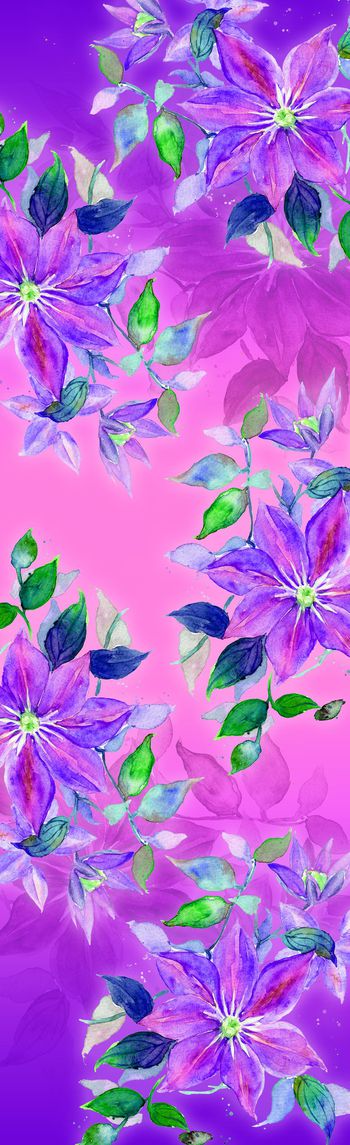 550955-手绘水彩花卉一花3色经典围巾华亿平台