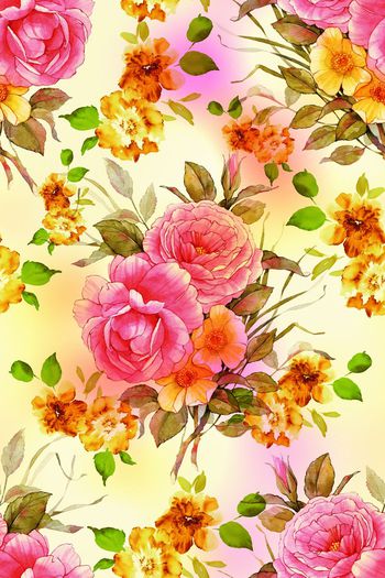 551034-水彩花卉裙子衬衫华亿平台