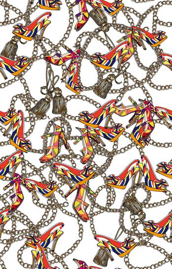 551118-欧美流行时尚锁链水晶鞋