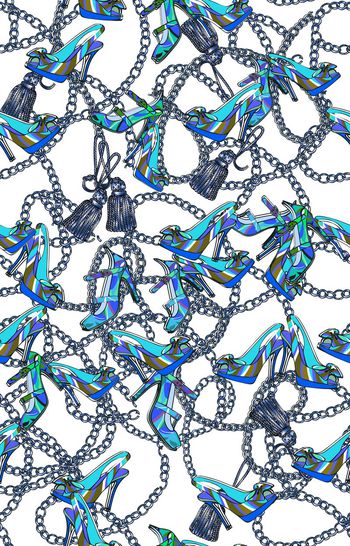 551119-欧美流行时尚锁链水晶鞋