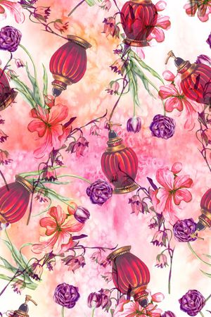 复古香水瓶印花华亿平台图片