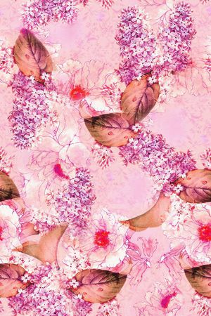 休闲时尚 中国风 写意  传统水彩花卉印花华亿平台图片