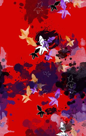 551217-中国风 女装 水墨金鱼四方连续