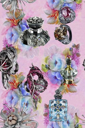 大花卉高档珠宝香水瓶子印花华亿平台图片