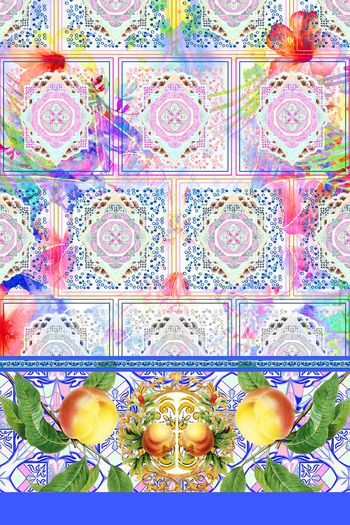 551345-田园风手绘几何定位印花