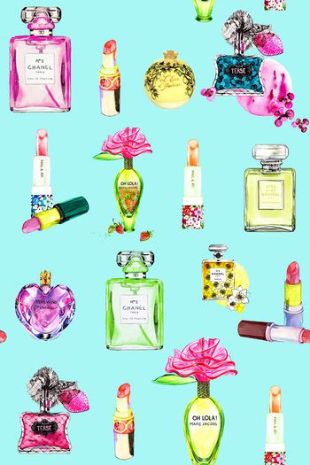 551371-时尚潮流手绘香水瓶口红装饰品印花Y