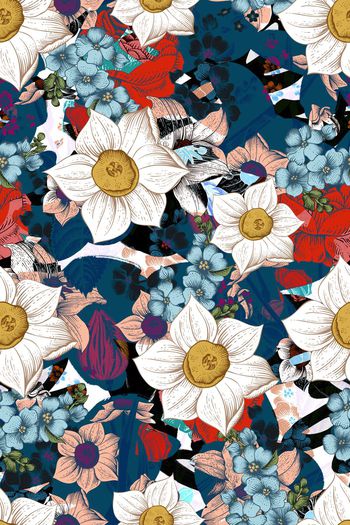 551619-原创时尚大牌花卉肌理迷彩华亿平台