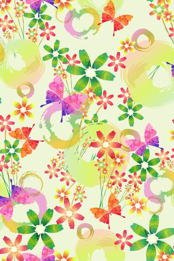 551709-满版蝴蝶花簇机理花卉女装 童装花