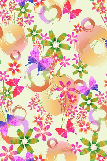 551710-满版蝴蝶花簇机理花卉女装 童装花