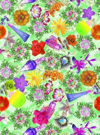 551725-复古 潮流时尚 花卉 珠宝 香水瓶