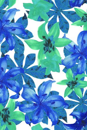 抽象蓝百合印花华亿平台图片