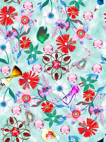 551820- 复古 潮流时尚 花卉 珠宝 香水