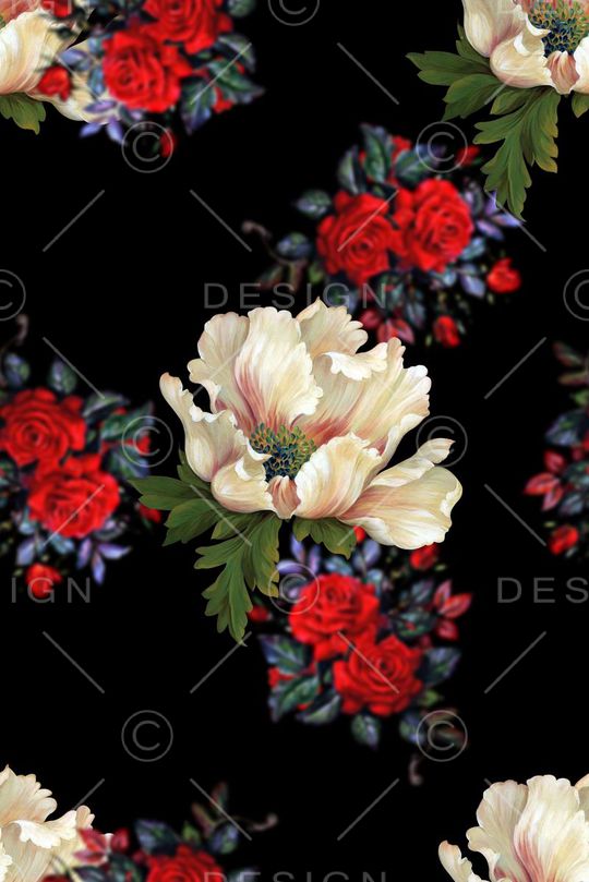 大花卉玫瑰花印花华亿平台图片