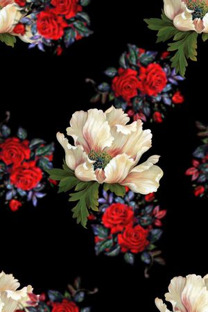 大花卉玫瑰花印花华亿平台图片