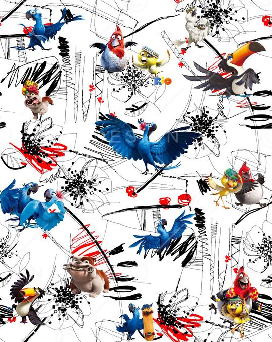 水墨条纹里金刚鹦鹉印花华亿平台图片