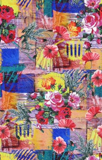 551970-复古 欧洲风 抽象几何 手绘花卉组