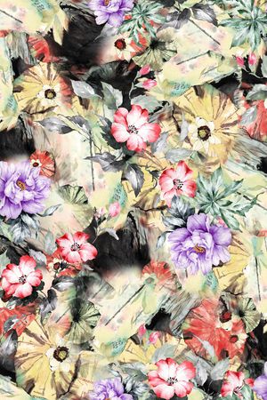 抽象荷叶印花华亿平台图片