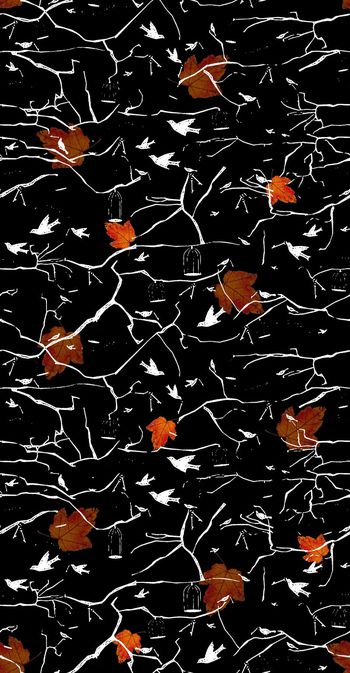 552043-时尚森林纹理树枝枫叶图案