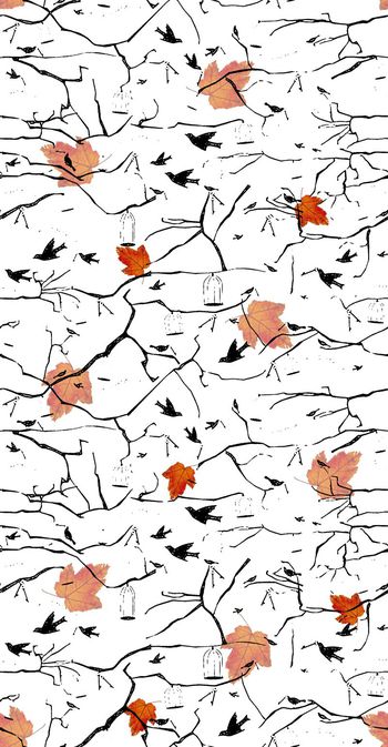 552044-时尚森林纹理树枝枫叶图案