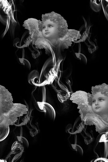 552099-抽象烟雾纹理小天使男装图案